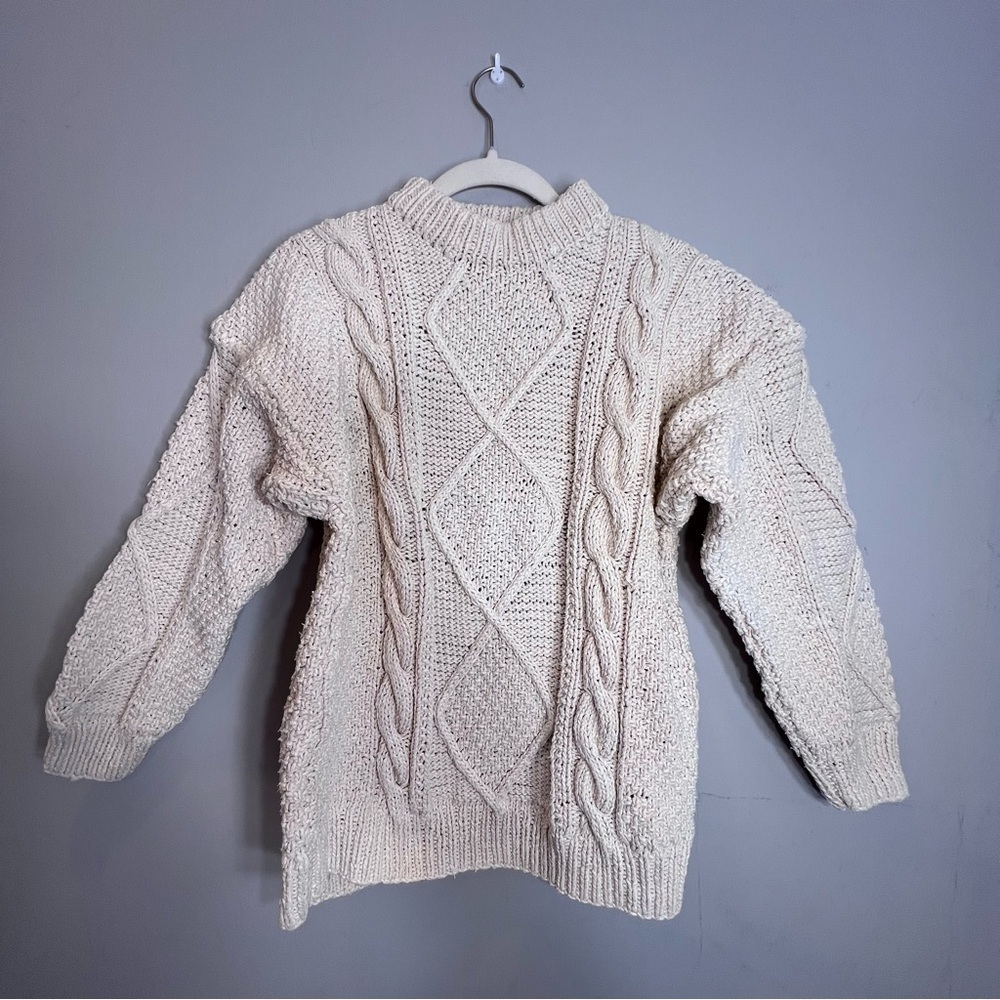 Vintage cotton cream fisherman sweater medium